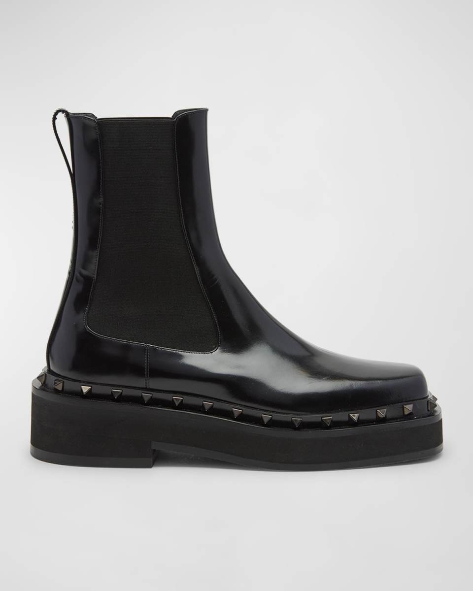 Rockstud Beatle Leather Chelsea Boots